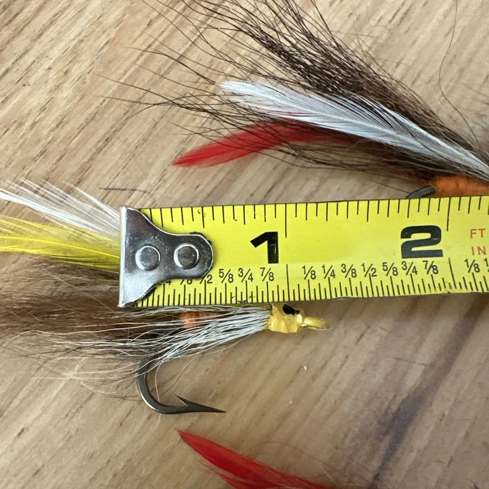 Vintage Handmade Fly Fishing Lures Lot of 5 Feathers & Horse Hair (6)